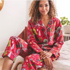 Printfresh Antelope Forest Long Red Pajamas Set Medium Anthropologie
